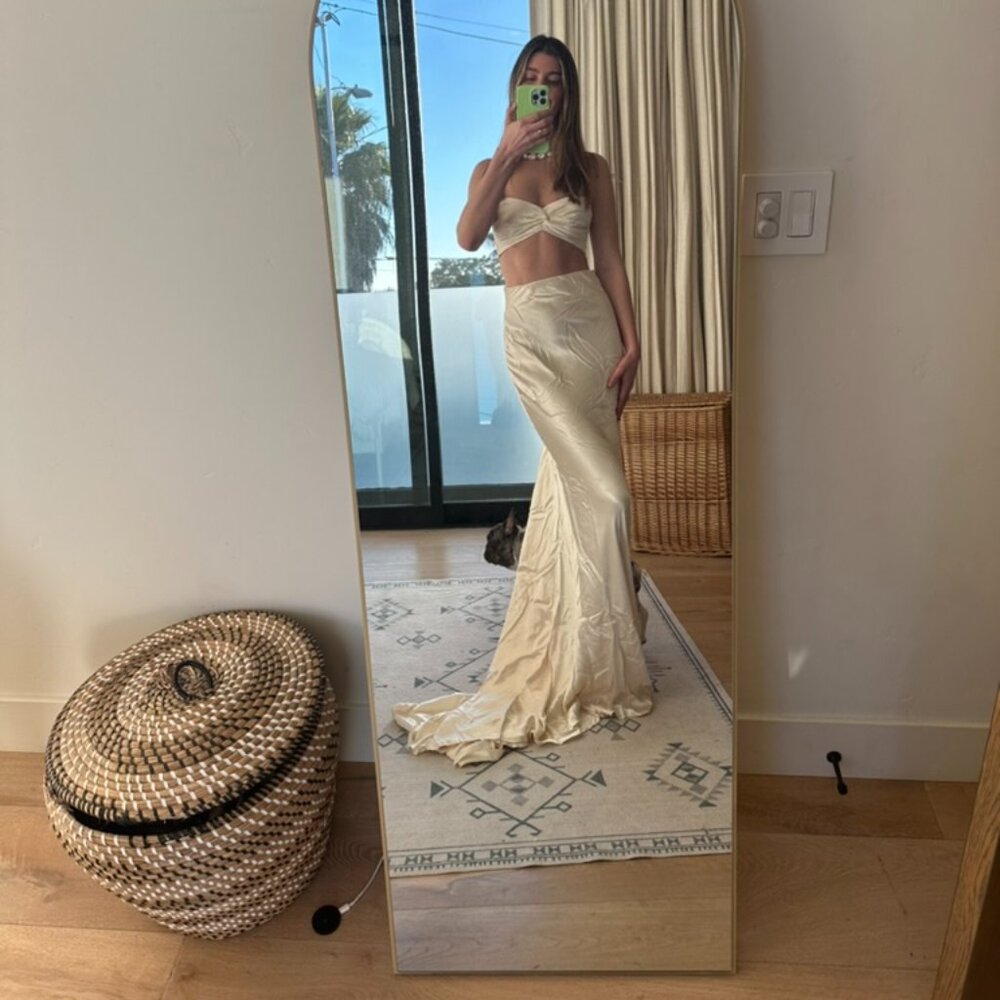 la lune high waist maxi skirt - cream